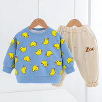 Load image into Gallery viewer, 2 Pieces Set Baby Kid Unisex Animals Cartoon Print Hoodies Swearshirts And Letters Pants Wholesale 22120103
