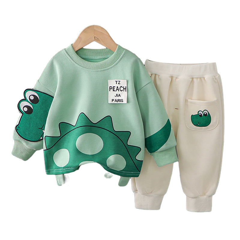 2 Pieces Set Baby Kid Boys Letters Print Tops And Cartoon Pants Wholesale 22120114