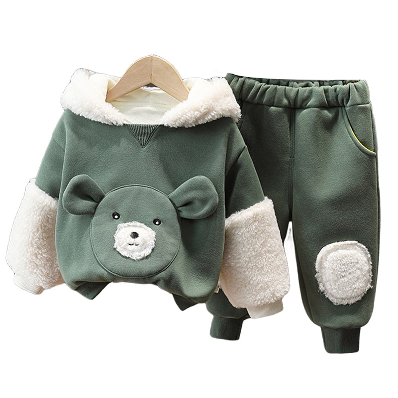 2 Pieces Set Baby Kid Unisex Cartoon Hoodies Swearshirts And Color-blocking Pants Wholesale 221201148