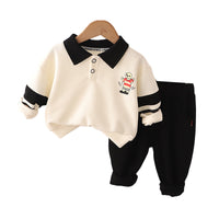 Load image into Gallery viewer, 2 Pieces Set Baby Kid Boys Cartoon Print Polo Shirts And Solid Color Pants Wholesale 22120115
