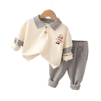 Load image into Gallery viewer, 2 Pieces Set Baby Kid Boys Cartoon Print Polo Shirts And Solid Color Pants Wholesale 22120115
