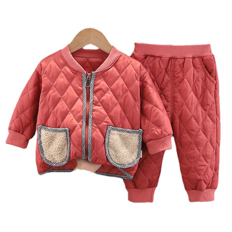 2 Pieces Set Baby Kid Unisex Solid Color Jackets Outwears And Pants Wholesale 221201171