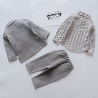 Load image into Gallery viewer, 3 Pieces Set Baby Kid Boys Checked Shirts Solid Color Blazers And Pants Wholesale 221201207
