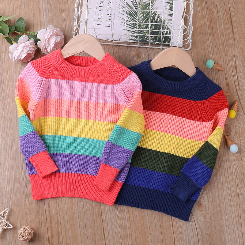 Baby Kid Unisex Rainbow Sweaters Wholesale 221202102