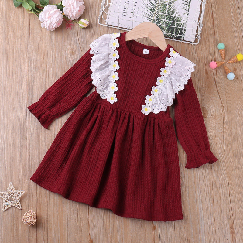 Baby Kid Girls Solid Color Flower Dresses Wholesale 221202108