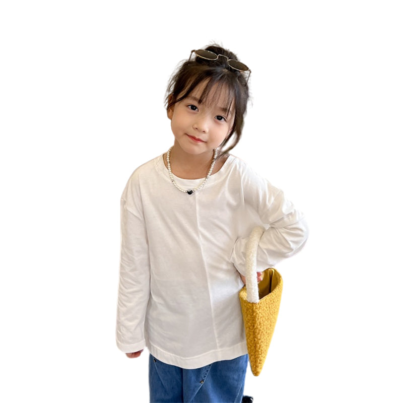 Baby Kid Girls Solid Color Tops Wholesale 221202154