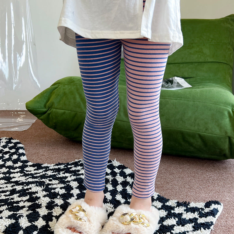 Baby Kid Girls Striped Color-blocking Pants Leggings Wholesale 221202163