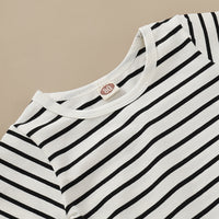 Load image into Gallery viewer, 2 Pieces Set Baby Kid Unisex Striped Tops And Solid Color Jumpsuits Wholesale 22120218
