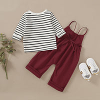 Load image into Gallery viewer, 2 Pieces Set Baby Kid Unisex Striped Tops And Solid Color Jumpsuits Wholesale 22120218
