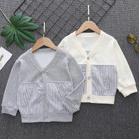 Load image into Gallery viewer, 3 Pieces Set Baby Kid Boys Cartoon Print Hoodies Swearshirts And Striped Cardigan And Solid Color Pants Wholesale 221202181
