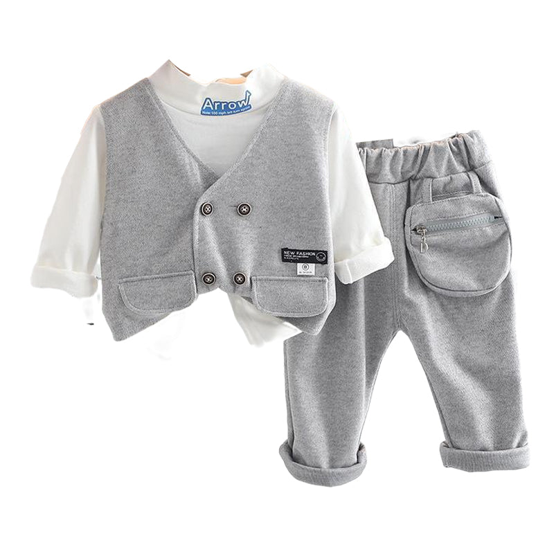 3 Pieces Set Baby Kid Boys Letters Tops Vests Waistcoats And Solid Color Pants Wholesale 221202188