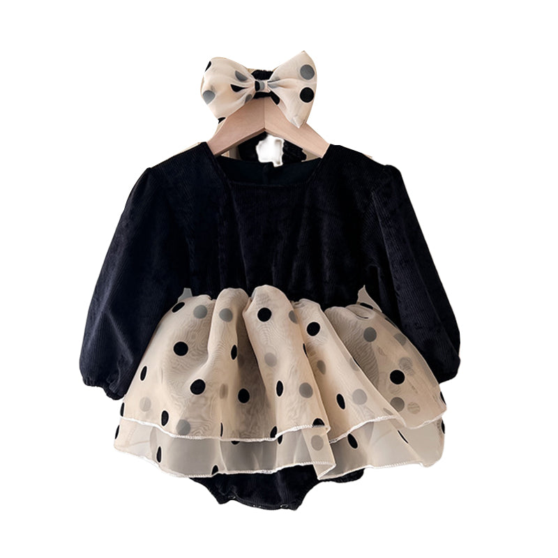 Baby Girls Color-blocking Polka dots Rompers Wholesale 221202281