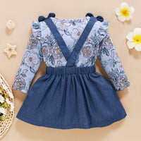 Load image into Gallery viewer, 2 Pieces Set Baby Kid Girls Flower Print Tops And Solid Color Skirts Wholesale 22120229
