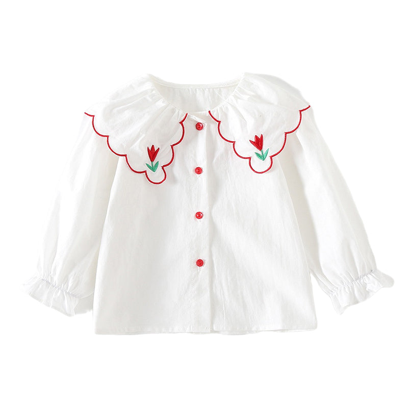 Baby Kid Girls Flower Embroidered Tops Wholesale 221202299