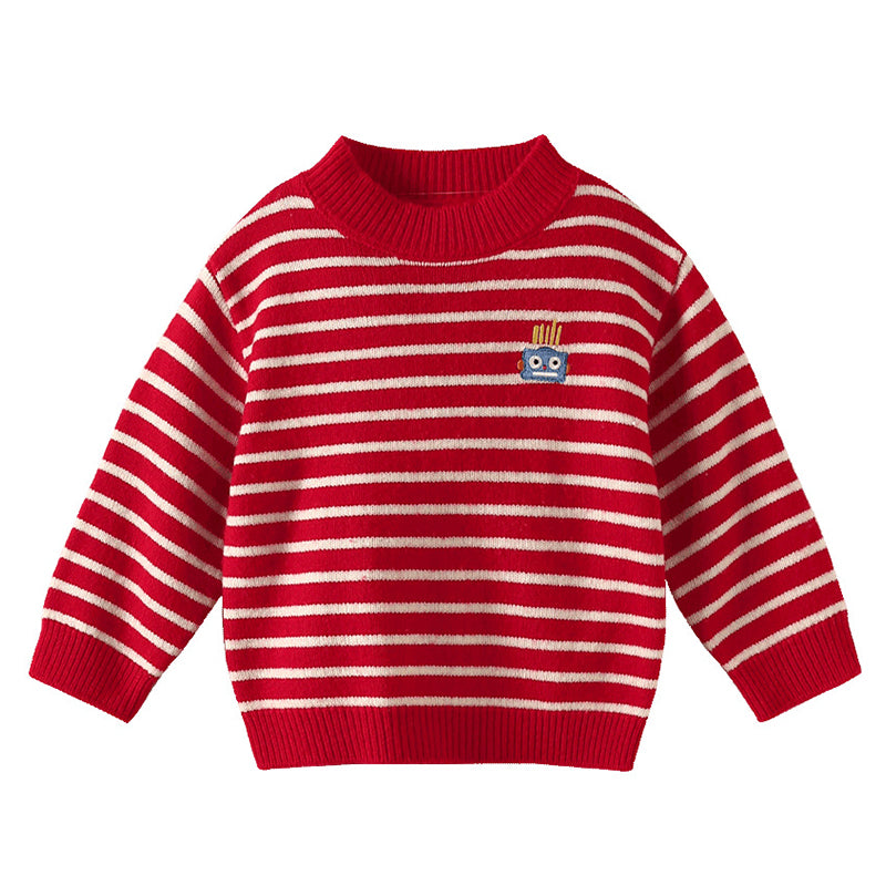 Baby Kid Unisex Striped Cartoon Embroidered Sweaters Wholesale 221202325