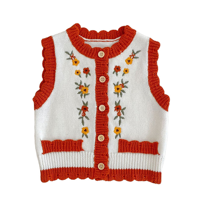 Baby Kid Girls Flower Crochet Vests Waistcoats Wholesale 221202358