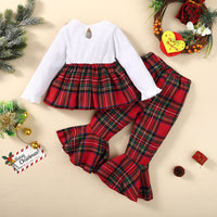 Load image into Gallery viewer, 2 Pieces Set Baby Kid Girls Bow Tops And Checked Pants Wholesale 221202458

