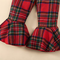 Load image into Gallery viewer, 2 Pieces Set Baby Kid Girls Bow Tops And Checked Pants Wholesale 221202458
