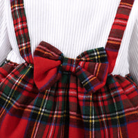 Load image into Gallery viewer, 2 Pieces Set Baby Kid Girls Bow Tops And Checked Pants Wholesale 221202458
