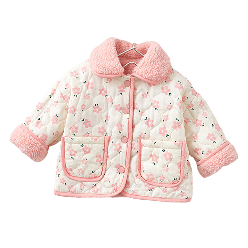 Baby Kid Girls Flower Print Jackets Outwears Wholesale 221202513