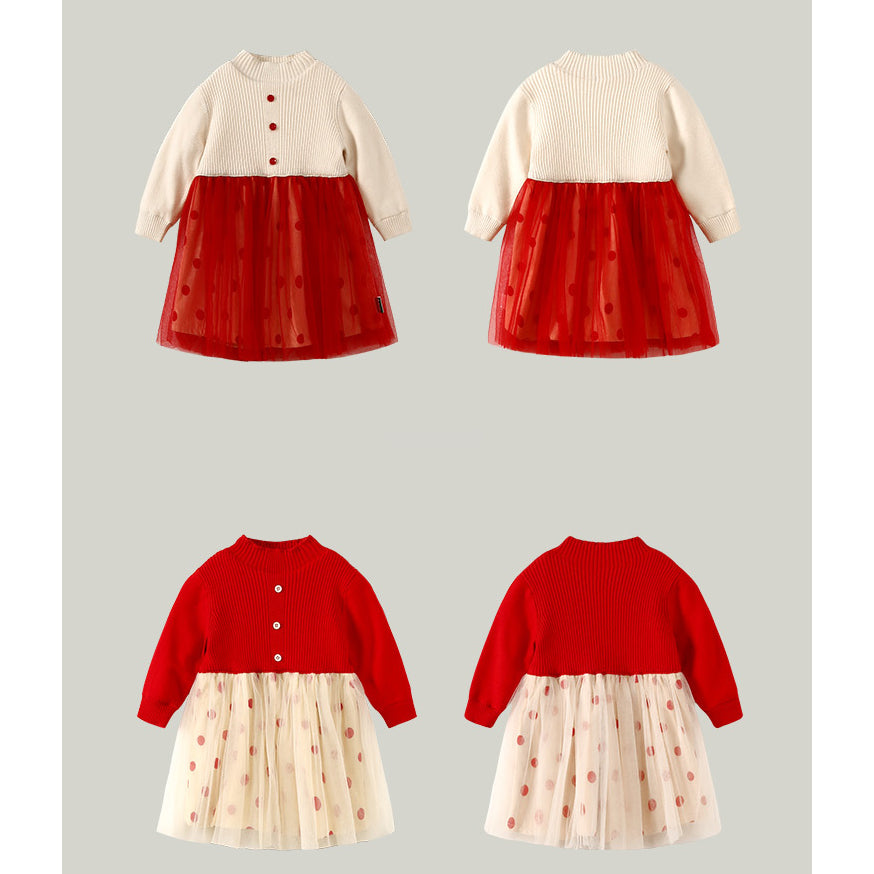 Baby Kid Girls Polka dots Christmas Dresses Wholesale 221202538