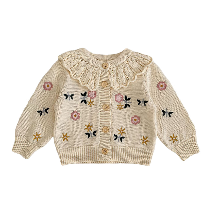 Baby Girls Flower Embroidered Cardigan Wholesale 221202617