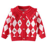 Load image into Gallery viewer, Baby Kid Girls Fruit Checked Crochet Cardigan Wholesale 221202629
