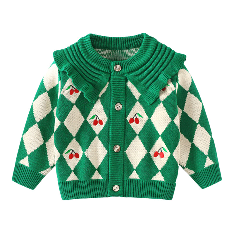 Baby Kid Girls Fruit Checked Crochet Cardigan Wholesale 221202629