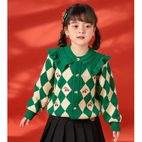 Load image into Gallery viewer, Baby Kid Girls Fruit Checked Crochet Cardigan Wholesale 221202629
