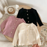 Load image into Gallery viewer, 2 Pieces Set Baby Kid Girls Solid Color Muslin&amp;Ribbed Tops And Pants Wholesale 221202637
