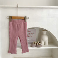 Load image into Gallery viewer, 2 Pieces Set Baby Kid Girls Solid Color Muslin&amp;Ribbed Tops And Pants Wholesale 221202637
