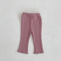 Load image into Gallery viewer, 2 Pieces Set Baby Kid Girls Solid Color Muslin&amp;Ribbed Tops And Pants Wholesale 221202637
