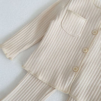 Load image into Gallery viewer, 2 Pieces Set Baby Kid Girls Solid Color Muslin&amp;Ribbed Tops And Pants Wholesale 221202637
