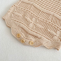 Load image into Gallery viewer, Baby Girls Solid Color Crochet Cardigan Rompers Wholesale 221202640

