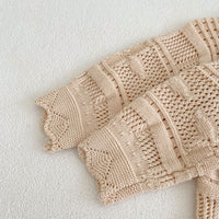 Load image into Gallery viewer, Baby Girls Solid Color Crochet Cardigan Rompers Wholesale 221202640
