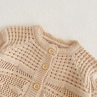 Load image into Gallery viewer, Baby Girls Solid Color Crochet Cardigan Rompers Wholesale 221202640
