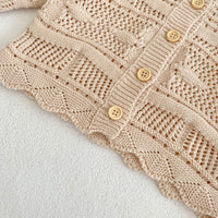 Load image into Gallery viewer, Baby Girls Solid Color Crochet Cardigan Rompers Wholesale 221202640

