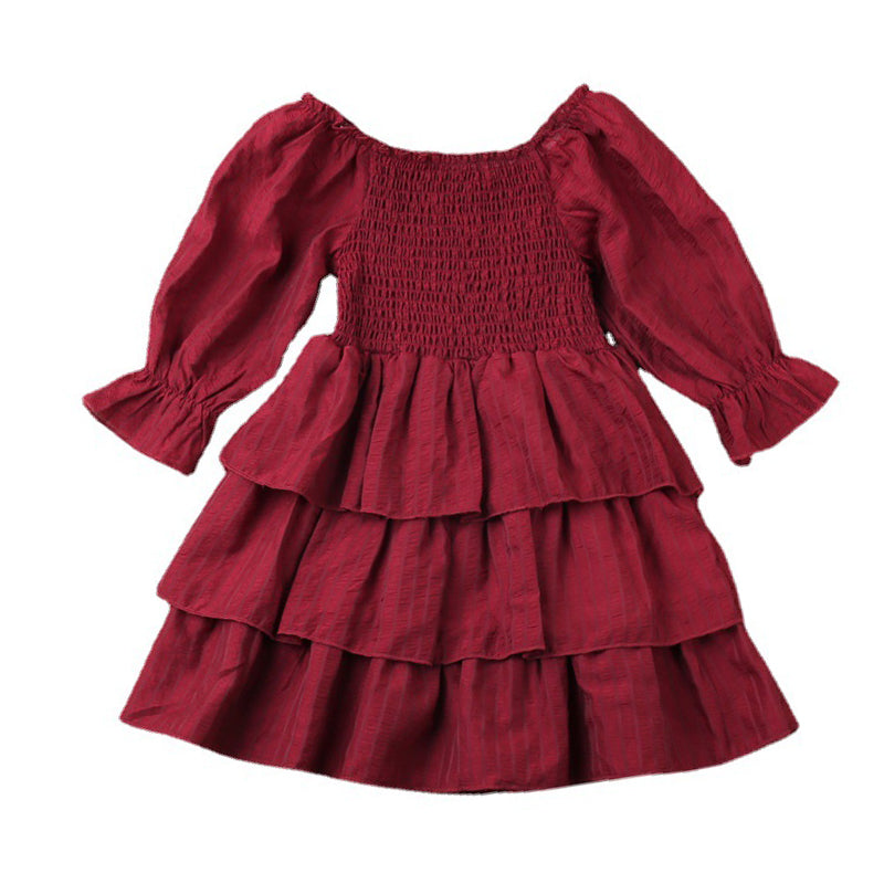 Baby Kid Girls Solid Color Dresses Wholesale 22120265