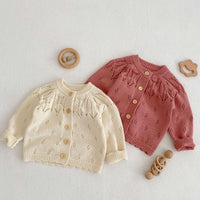 Load image into Gallery viewer, Baby Girls Solid Color Crochet Cardigan Wholesale 221202658
