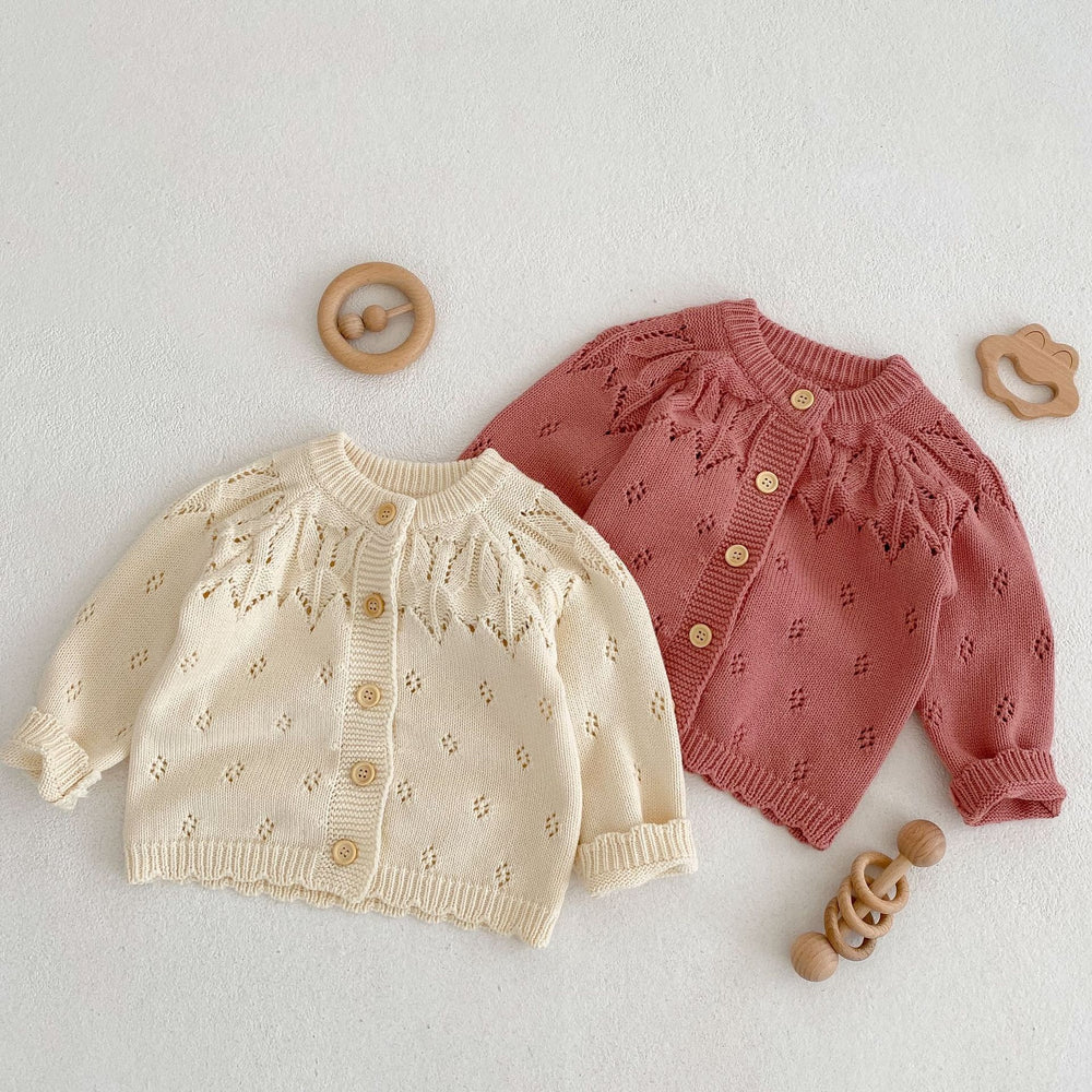 Baby Girls Solid Color Crochet Cardigan Wholesale 221202658