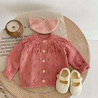 Load image into Gallery viewer, Baby Girls Solid Color Crochet Cardigan Wholesale 221202658
