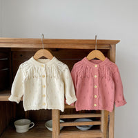 Load image into Gallery viewer, Baby Girls Solid Color Crochet Cardigan Wholesale 221202658
