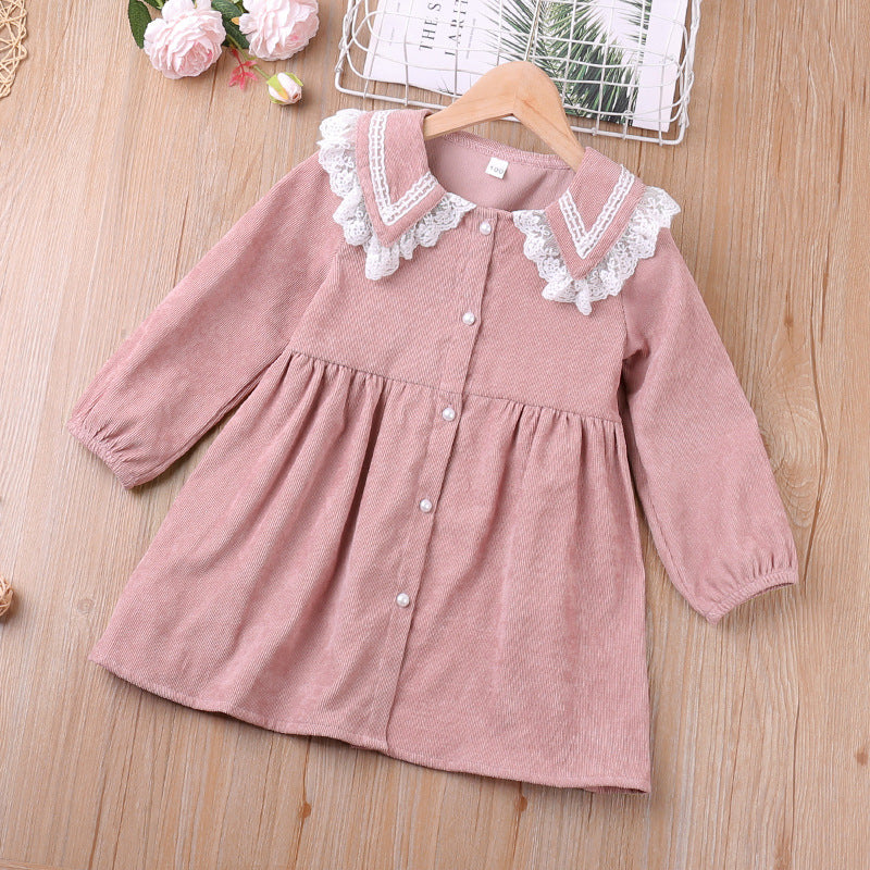 Baby Kid Girls Solid Color Lace Dresses Wholesale 22120267