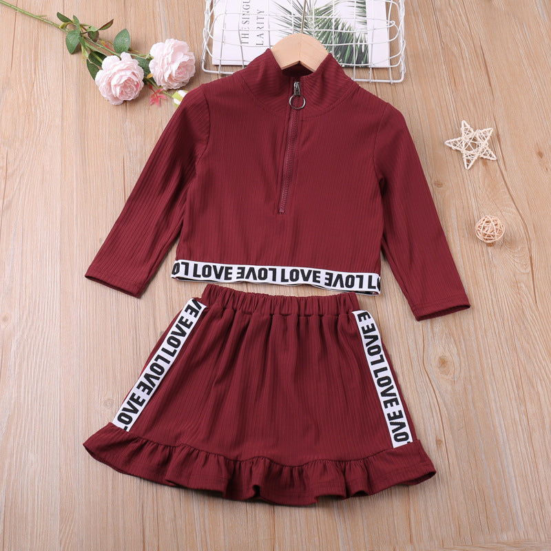 2 Pieces Set Baby Kid Girls Letters Tops And Skirts Wholesale 22120280