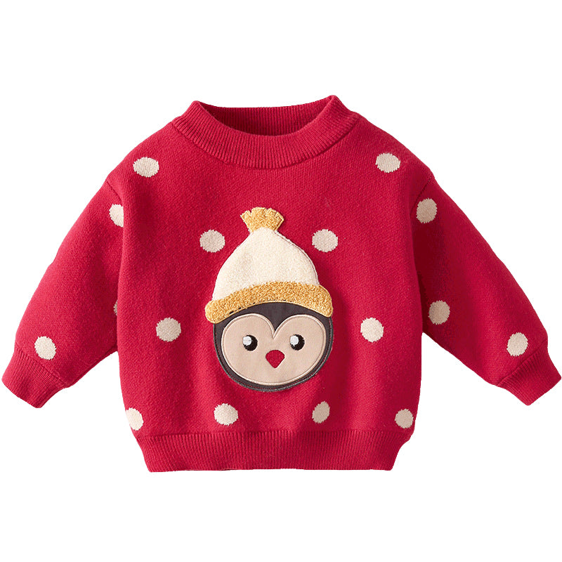 Baby Kid Unisex Polka dots Cartoon Print Sweaters Wholesale 22120296