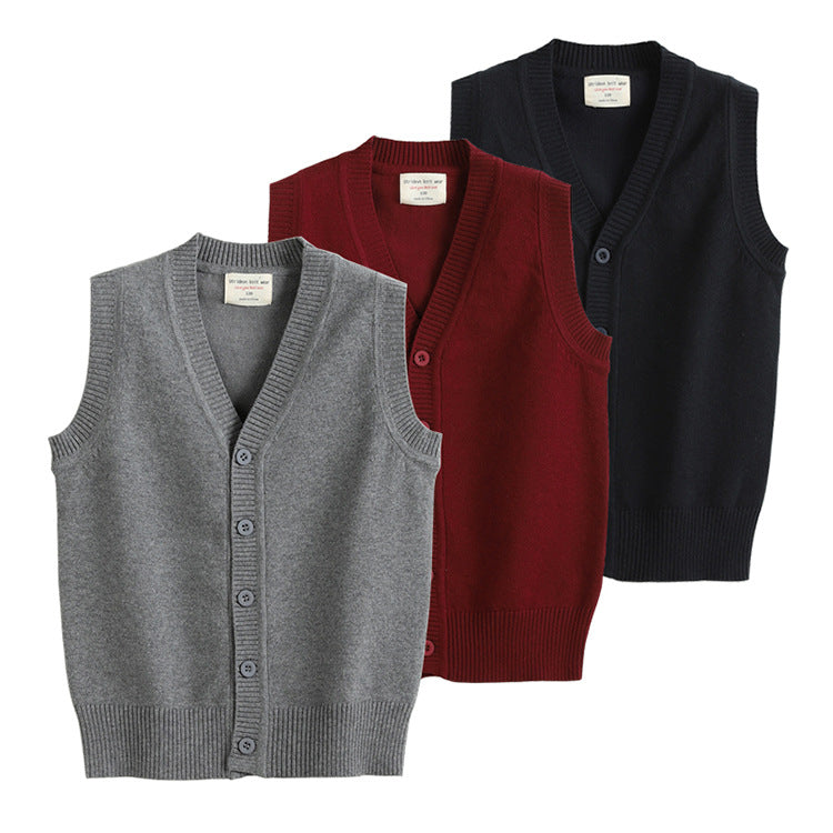 Kid Big Kid Unisex Solid Color Vests Waistcoats Knitwear Wholesale 221206110