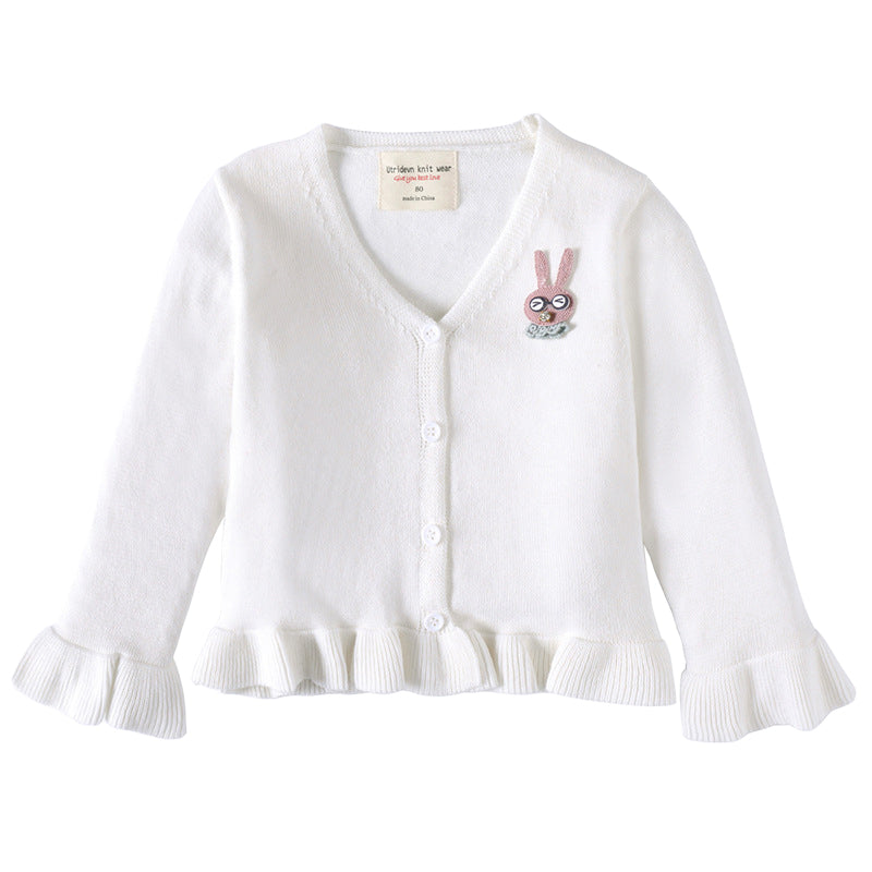 Baby Kid Girls Solid Color Cardigan Knitwear Wholesale 221206117