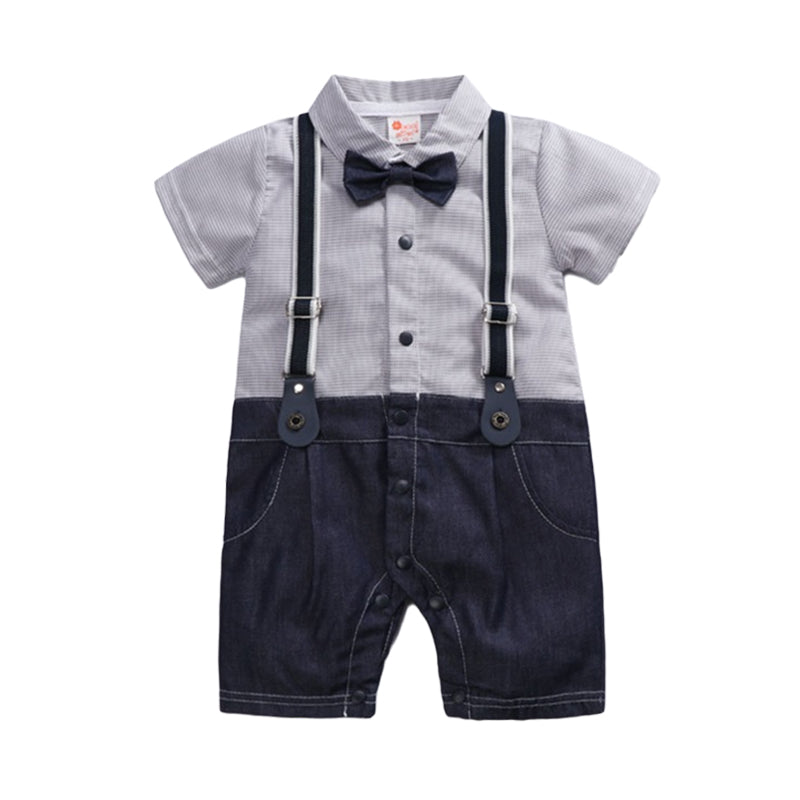 Baby Boys Color-blocking Bow Jumpsuits Wholesale 22120612