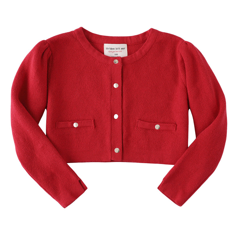 Baby Kid Girls Solid Color Crochet Cardigan Wholesale 221206127