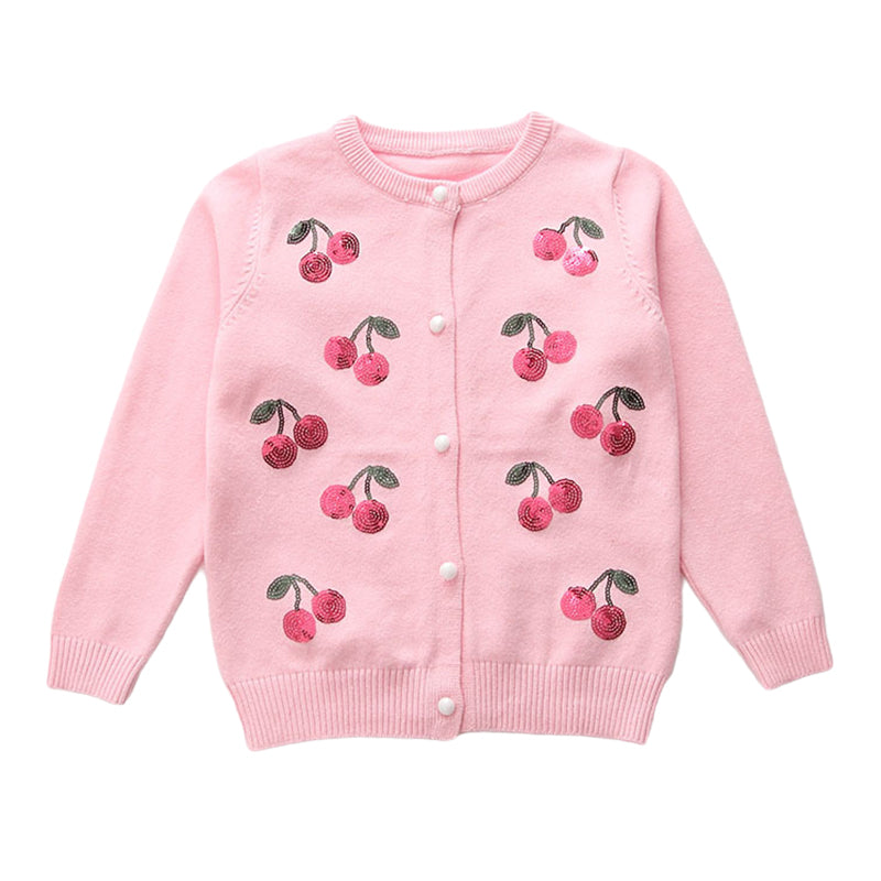 Baby Kid Girls Color-blocking Fruit Crochet Cardigan Wholesale 221206313